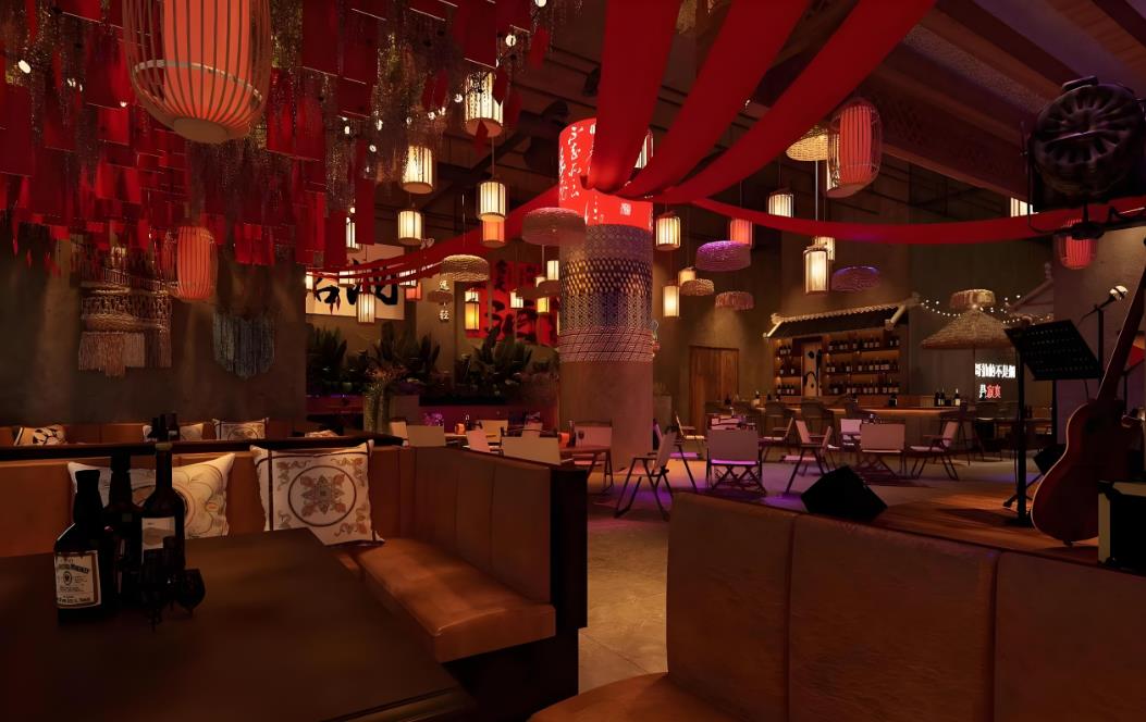 中式復(fù)古風(fēng)格的民謠酒吧裝修設(shè)計(jì)效果圖