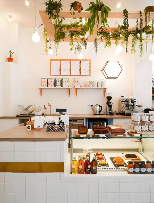 甜品店裝修設(shè)計(jì)，清新ins風(fēng)原木系咖啡甜品店